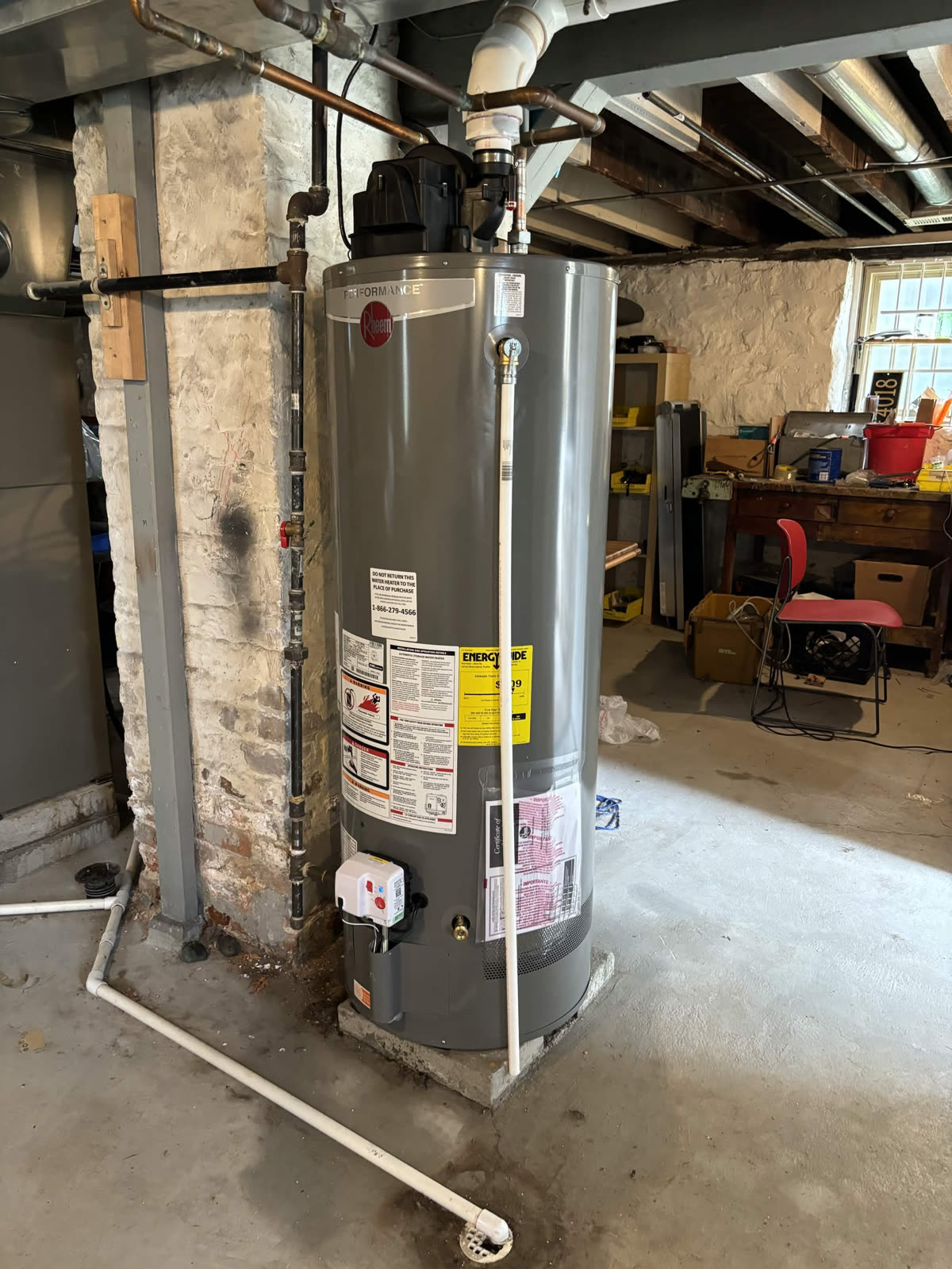 Newly installed residential gas water heater